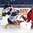 POPRAD, SLOVAKIA - APRIL 22: Finland's Ukko-Pekka Luukkonen #1 makes the save while Eemeli Rasanen #27 and Russia's Ivan Chekhovich #19 look on during semifinal round action at the 2017 IIHF Ice Hockey U18 World Championship. (Photo by Steve Kingsman/HHOF-IIHF Images)

